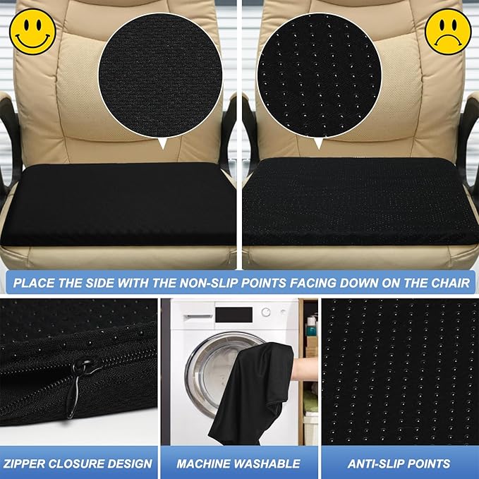 Gel Seat Cushion for Long Sitting - 20" x 20" x 1.8" (Extra Thick＆Soft) Gel Cushion for People Over 140 lbs, Pressure Relief Cushion for Office Chair, Egg Cushions for Wheelchair, Gel Pad for Car
