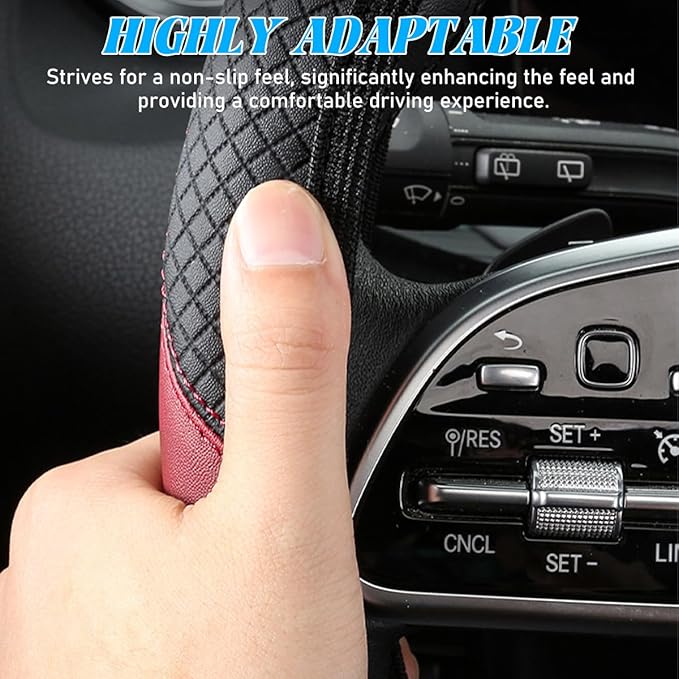 Car Steering Wheel Cover, Elastic Stretch Leather Non-Slip Vehicle Steering Wheel Guard, Automotive Interior Protective Decor Accessories, Universal for SUV RV Truck (Black/Purple)
