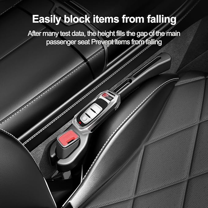 2PCS Car Seat Gap Filler Organizer with Phone Holder,[Upgrade Version] Car Seat Gap Organizer for Prevent Falling,Essential Car Accessories Car Side Seat Gap Filler (Black)