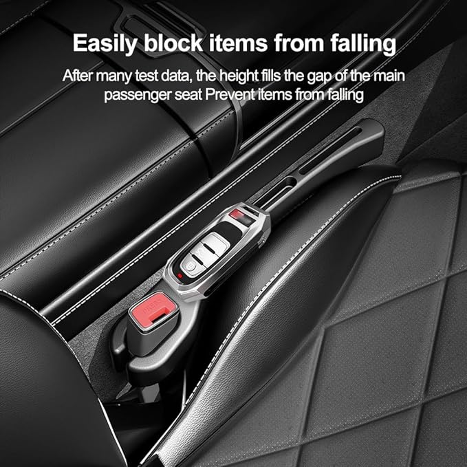 Stacool [2026 Upgrade] 2PCS Car Seat Gap Filler with Phone Holder,Multi-Function Car Side Seat Gap Filler for Prevent Items Falling,Universal Car Seat Organizer Car Accessories Interior (Black)