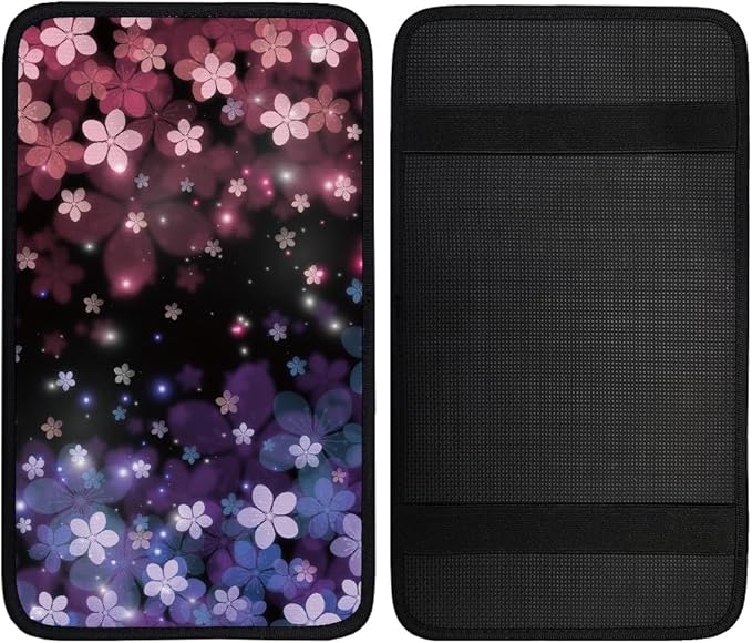 1pc Center Console Armrest Cover Pad 12.6x7.5 inch Cherry Blossom Neoprene Car Armrest Cushion Waterproof Armrests Seat Box Cover Protector for Universal Cars Vehicles SUVs