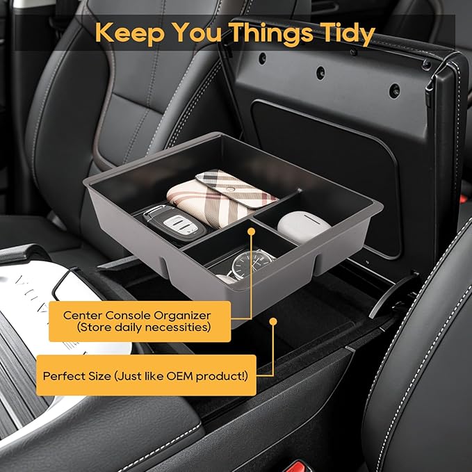 LFOTPP For Armada Center Console Organizer for 2025 2026 Armada (SV/SL/Platinum/Pro-4X/Platinum Reserve) Middle Armrest Storage Tray Insert,Non-Slip Waterproof 2PCS Interior Accessories