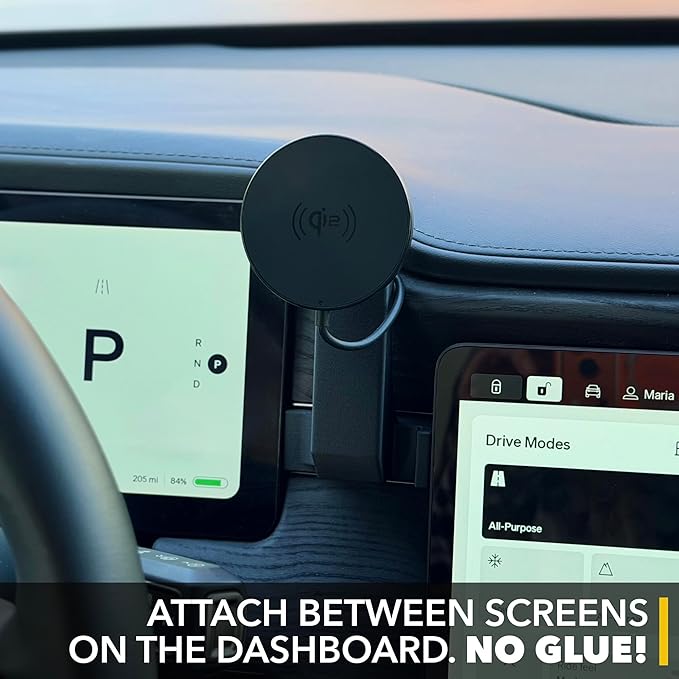 TWRAPS Dashboard Phone Holder for Rivian R1S & R1T, iPhone and Other Phone Cases, No Glue or Screws Secure Anchor Behind Screen on Dash, Accessory for Rivian 2021-2026 (Magnetic Charger)