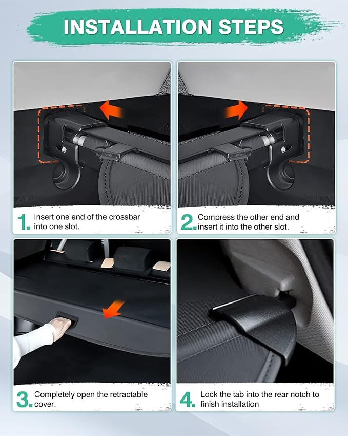 Powerty Retractable Cargo Cover for 2008-2015 Merecedes Benz GLK-Class-Canvas Texture Trunk Cover Privacy Screen Rear Security Shade for GLK Accessories