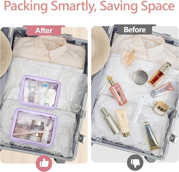 PACKISM Clear Makeup Bag - TSA Approved Toiletry Bag for Carry-on & Checked Luggage, Water Resistant Car Storage Organizer with Reinforced Seams