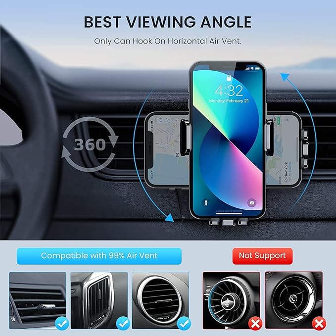 GUWEZ Phone Holder Car Mount for iPhone[Powerful Suction]Phone Mount for Car Dashboard Windshield Air Vent Universal Accessories[Thick Cases Friendly]Automobile Cell Phone Holder Fit iPhone Smartphone