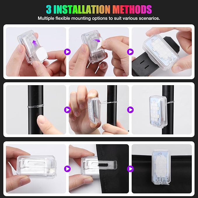 2026 Upgraded 11LEDs Wireless LED Strobe Lights, Ultra Bright 8 Colors Aircraft Strobe Lights with Remote, IP65 Waterproof Anti-Collision Warning Light for Motorcycle Bike Car Drone RV - 4PCS