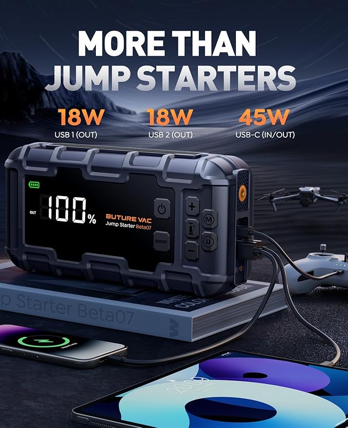 Portable 10-in-1 Car Battery Jump Starter with Air Compressor 8000A 160PSI 45W Charger, Jump Starter Jump Box (All Gas 14L Diesel), Car Battery Jumper Starter Portable Jumper Cables, Gloves, Lights