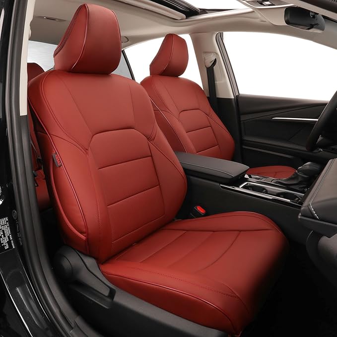 EKR Camry Seat Covers for Toyota Camry L, LE, SE 2018-2024 & SE Nightshade 2020-2024,(Not for Hybrid) Leather Car Seat Cover Full Set for Trucks SUV-Faux Leather (Burgundy)