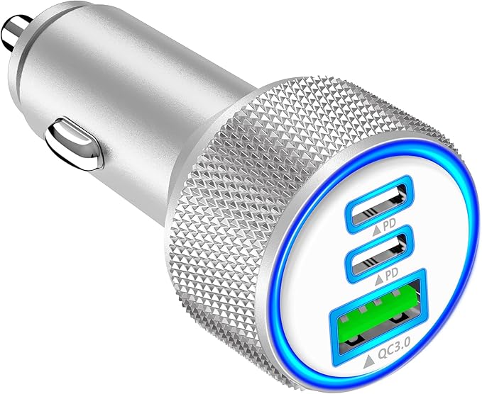 USB C Car Charger, Rombica 3Port 67W Dual USB-C&USB-A Car Power Cigarette Lighter USB Charger Adapter PD/QC Type C Car Charger Fast Charge for iPhone 17 17 Pro 16 15 14 13 12/Galaxy S26 S25/Pixel/iPad