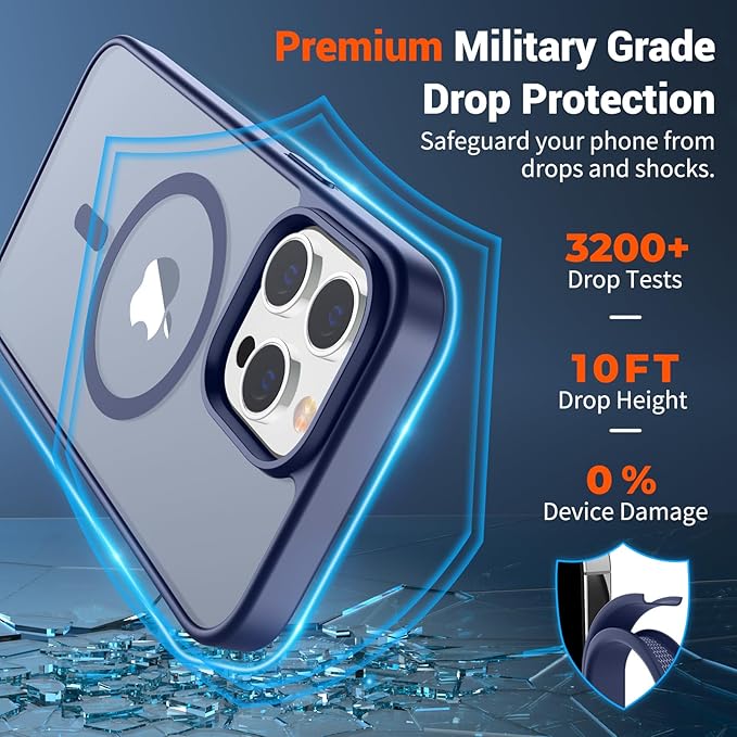 SUPFINE Magnetic for iPhone 13 Pro Max Case (Compatible with MagSafe) (Military Grade Drop Protection) Slim Translucent Matte Shockproof Phone Cover,Lavender Gray