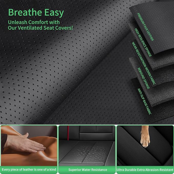 Fit Legacy Car Seat Covers for Subaru Legacy 2008-2023 2024 2025 2026 -Upgraded Premium Waterproof & Breathable Leather,Airbag Compatible,All-Weather Seat Cushion Protector,2 Front/Black-Red