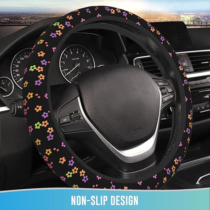 Elastic Steering Wheel Cover Car Accessories Cute Universal 15 Inch Absorbing Sweat Non-Slip Breathable for Woman - Vivid Pattern