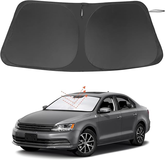 Windshield Sun Shade Custom Fit for 2013-2018 Volkswagen VW Golf MK7 Accessories Foldable Sunshade Sun Blocker Protect Car from Sun Rays & Heat Damage Keep Car Cooler