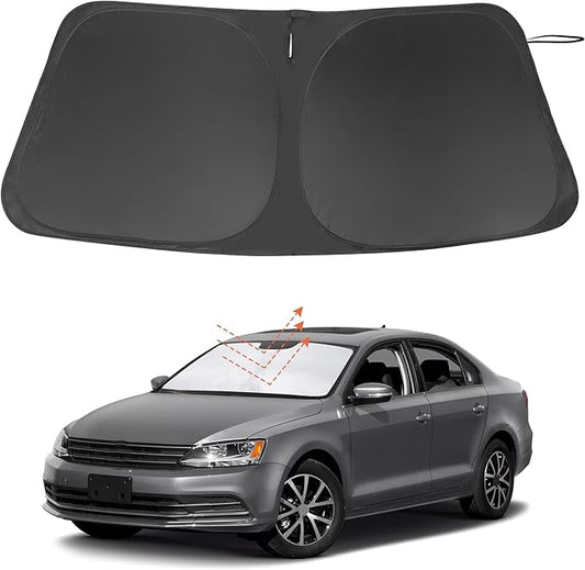 Windshield Sun Shade Custom Fit for 2013-2018 Volkswagen VW Golf MK7 Accessories Foldable Sunshade Sun Blocker Protect Car from Sun Rays & Heat Damage Keep Car Cooler