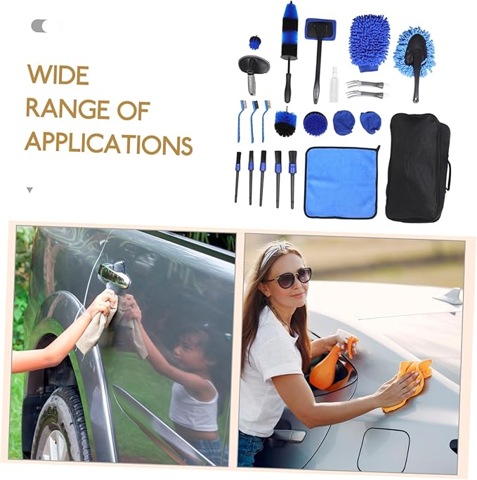 LIFKOME 25pcs Car Detailing Brushes Set Car Cleaning Kit Carrying for Including Tire Brushes Vent Wheel Cleaners Versatile Wash Tools