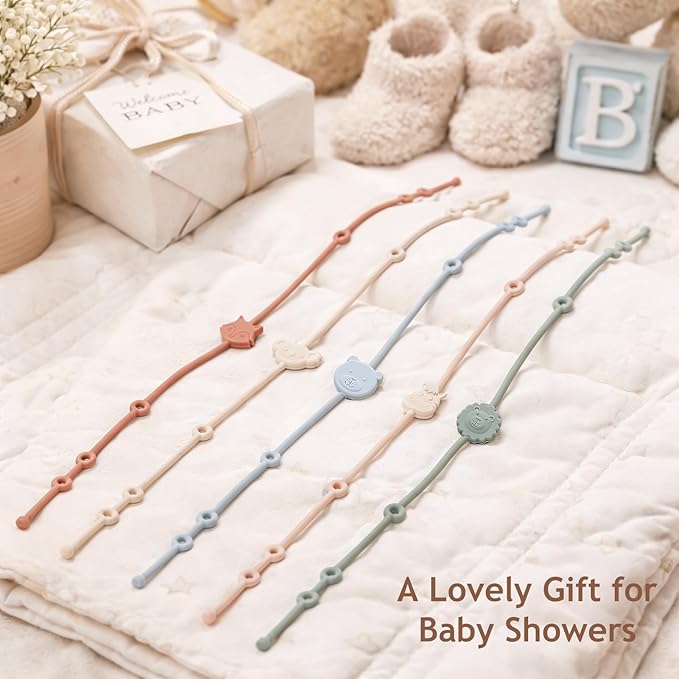 ROCCED Toy Straps for Baby 6pcs, Silicone High Chair Toys Straps Stroller Accessories Toddler Bottle Strap Car Seat Toys Baby Travel Essential Silicone Ivory+Sage+Blue