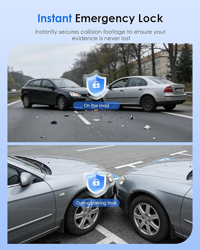 4K+4K Dash Cam Front and Rear, Free 128GB Card Included, 5.8GHz WiFi-20MB/s Fast Download, Dash Camera for Cars with Accurate GPS, G-Sensor, WDR Night Vision, 3.39" IPS Screen, 24H Parking Mode