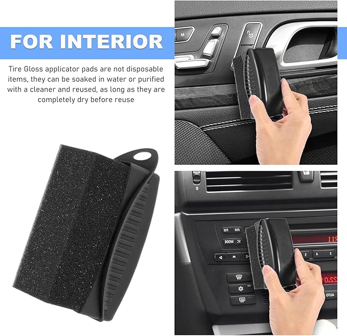 2 PCS Tire Dressing Applicator, Car Tire Shine Applicator Polishing Sponge Pads with Lid, Waxing Polishing Cleaning Tools Wheel Applicator Foam, Detailing Car Accessories (Black)