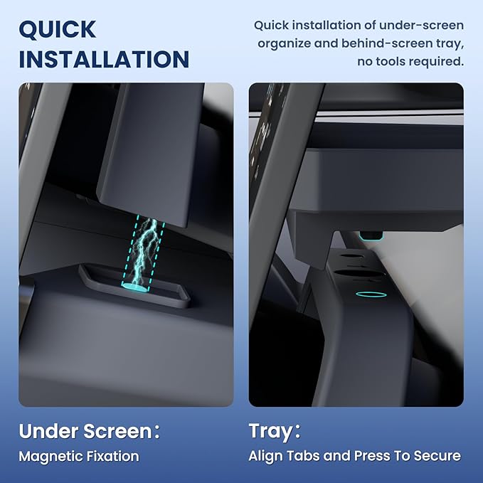 Upgrade for Model Y Juniper Under Screen Storage Organizer 2025–2026,Model 3 Highland Center Console Organizer 2024-2026 for Tesla Model Y Accessories 2026 with Behind Screen Tray,Black