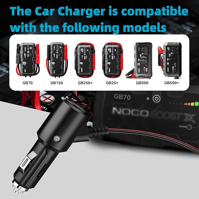 14V Car Charger Cable for NOCO Jump Starter Compatible with NOCO GB70 GB150 GB250+ GB251+ GB500 GB500+ Genius Boost Ultra Safe Lithium Jump Starter Battery Car Power Adapter Cord