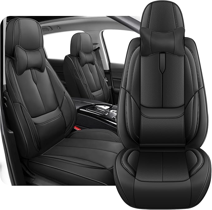 Fit for 98% of Mercedes Benz Car Seat Covers with Headrests, Premium Nappa Leather Seat Cover, Fully Wrapped Protect Modern Style Seat Cover (2-Seat Luxury, Classic Black)