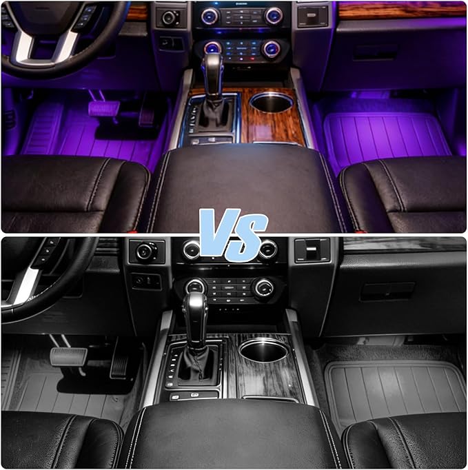 led car Lights Interior,Ambient Lighting car Interior,footwell Lighting for car,APP Control 16 Million Colors Music Sync,DIY Mode Multicolor LED Interior Lights for Cars,Trucks,SUVs,12V Power