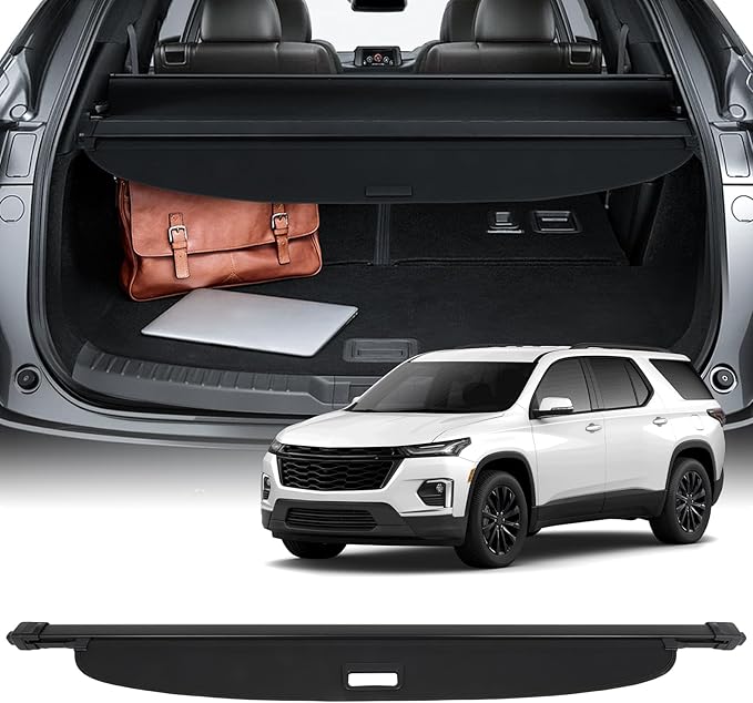 Cargo Cover for 2018-2019 Fit for Chevrolet Traverse 2.0L 2018-2023 Fit for Chevrolet Traverse 3.6L Retractable Rear Trunk Cargo Shade Luggage Security Cover Shielding Waterproof