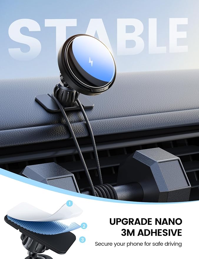 Lamicall for MagSafe Car Mount Charger - 15W Magnetic Wireless Car Charger Vent Dashboard, 360° Rotation Magnetic Phone Holder for Car Charging HandsFree for iPhone 17 16 Pro Max