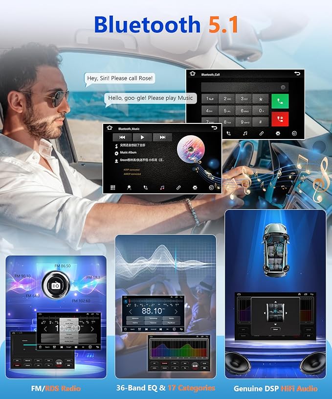 8Core Android Stereo for BMW 325i E46 328i 1998-2005 Radio for BMW M3 2000-2006 Wireless Apple CarPlay Android Auto, 4G + 64G 9IN IPS Touch Screen for 330i 5G WiFi/GPS Navi/BT/FM/RDS/DSP/EQ/SWC