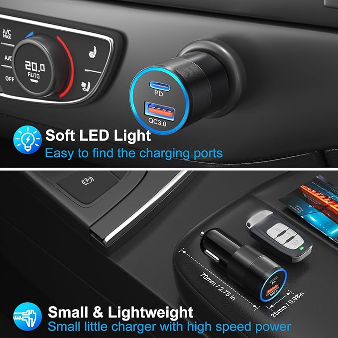USB C Car Charger 5 Pack, Bangfun 36W Dual 12V USB C & USB A Car Charger Adapter QC+PD 3.0 Fast Charging Cigarette Lighter for iPhone 15 14 13 12 11 Pro Max,Samsung S24 S23 S22,Google Pixel, Android