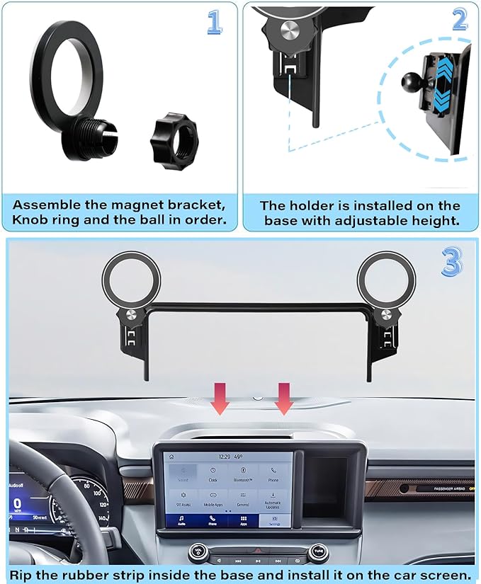 Car Phone Holder for Ford Maverick 2022 2023 2024 Accessories Apply to 8 Inch Touch Screen Fixed Clip Magnetic Cell Phone Mount Hands-Free 360 Degree Rotation