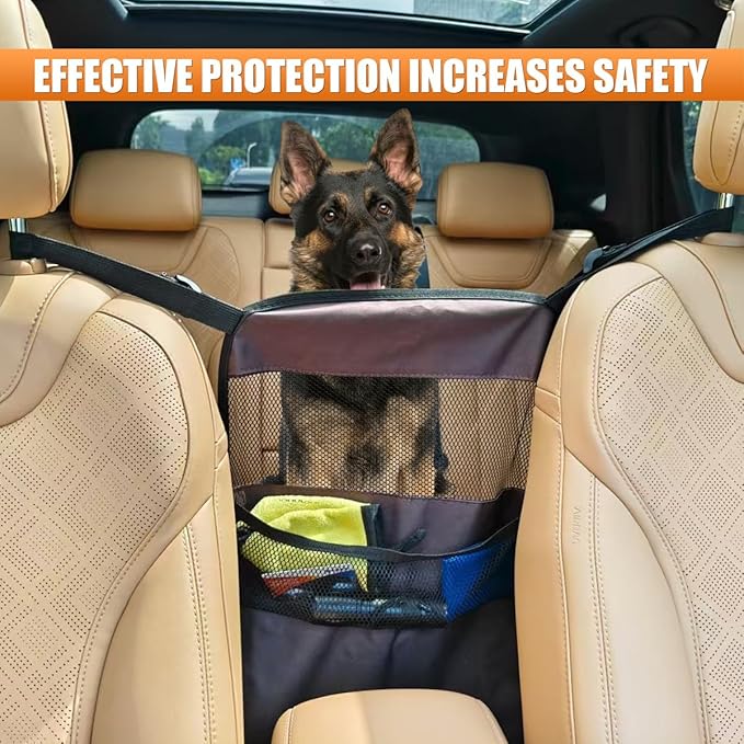 YoRise Seat Back Car Organizer, Large Capacity Oxford Fabric Car Storage Organizer with Pocket, Automotive Backseat Hanging Pet Barrier Protector Accessories for Document, Purse, Handbag (Brown)