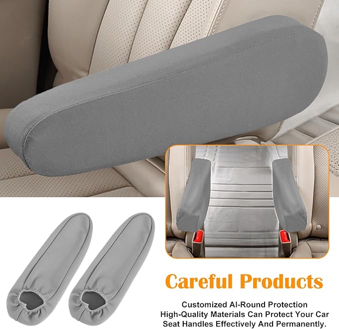 4 Pcs Arm Rest Cover for Car, Car Armrest Cover Armrest Covers for Cars Front Auto Seat Armrests Protectors Arms Rest Replacement Elastic Protector Vehicle Interior Decor(Gray)