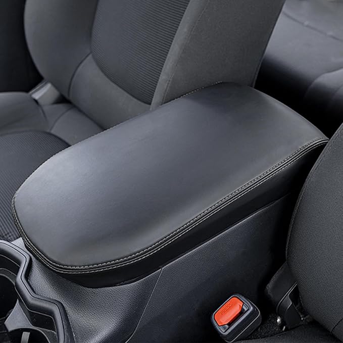 JDMCAR Center Console Armrest Cover for 2025 Toyota RAV4 Accessories 2024 2023 2022 2021 2020 2019 Leather Middle Console Lid Cover Pad Protector Elbow Arm Rest Covering Car-(Black)
