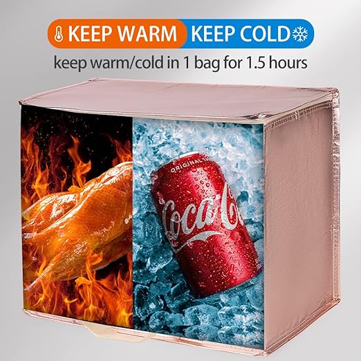Bodaon 4-Pack Insulated Reusable Grocery Shopping Bag, X-Large Frozen Food Cold, Cooler Bags, Insulated Food Delivery Bag, Gold
