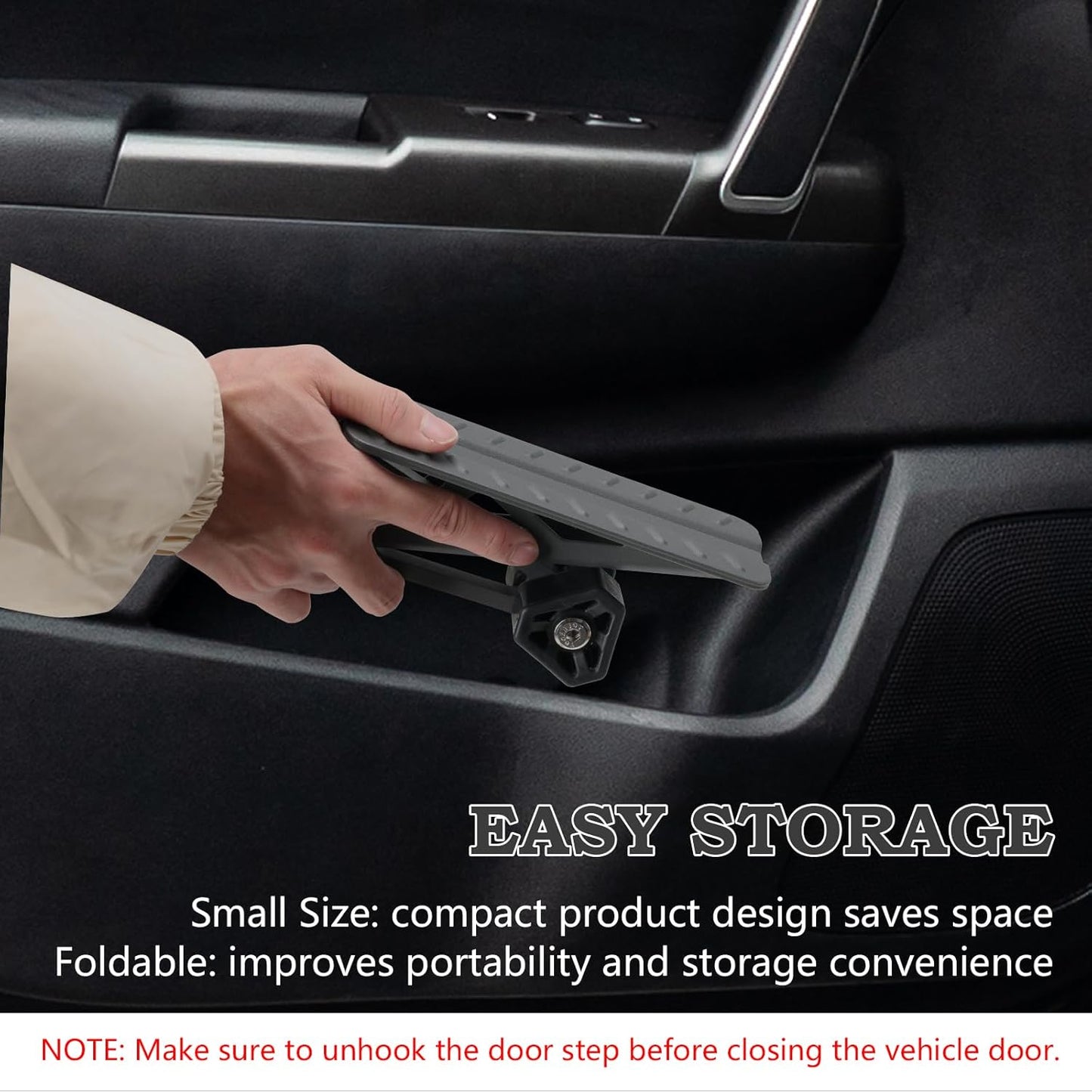 COWVIE Foldable Car Door Step Stand Pedal - Access to Vehicle's Top Roof Both Feet Stand Pedal Ladder for Most SUV Truck Jeep Black
