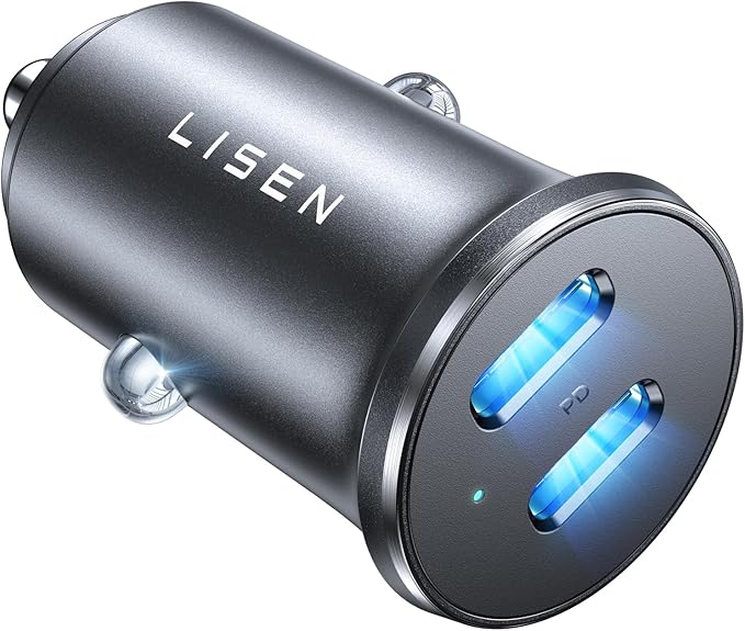 LISEN 90W USB C Car Charger USB C Fast Charge, 45W PD&QC 3.0 Fast Car Charger for Samsung S26 S25, Cigarette Lighter USB Charger Adapter for iPhone 17 16 15 Pro Max [Metal&Mini] RV Car Electronics