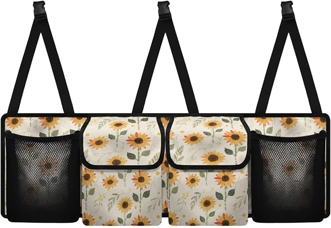 Sunflower Printed Car Trunk Organizer Car Back Seat Hanging Storage Bag Multipurpose Auto Interior Accessories for Hatchback Crossover Minivan Truck MPV