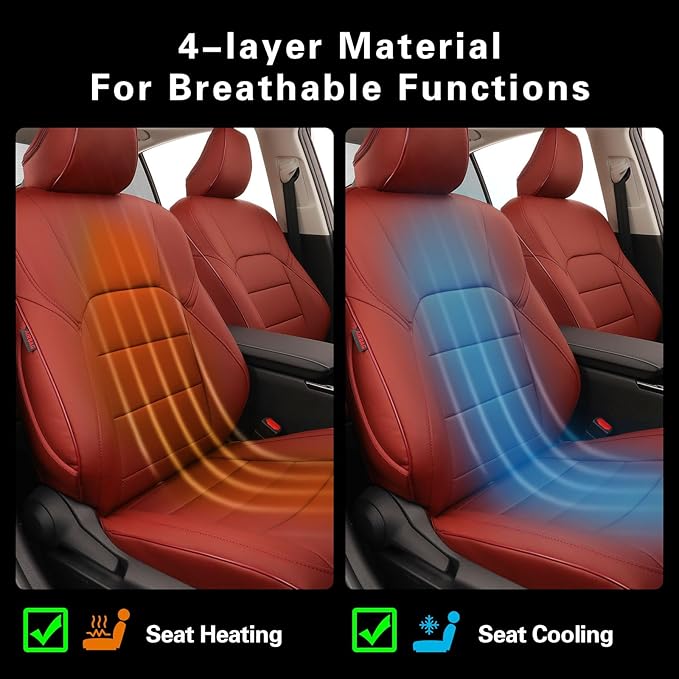 EKR Camry Seat Covers for Toyota Camry L, LE, SE 2018-2024 & SE Nightshade 2020-2024,(Not for Hybrid) Leather Car Seat Cover Full Set for Trucks SUV-Faux Leather (Burgundy)
