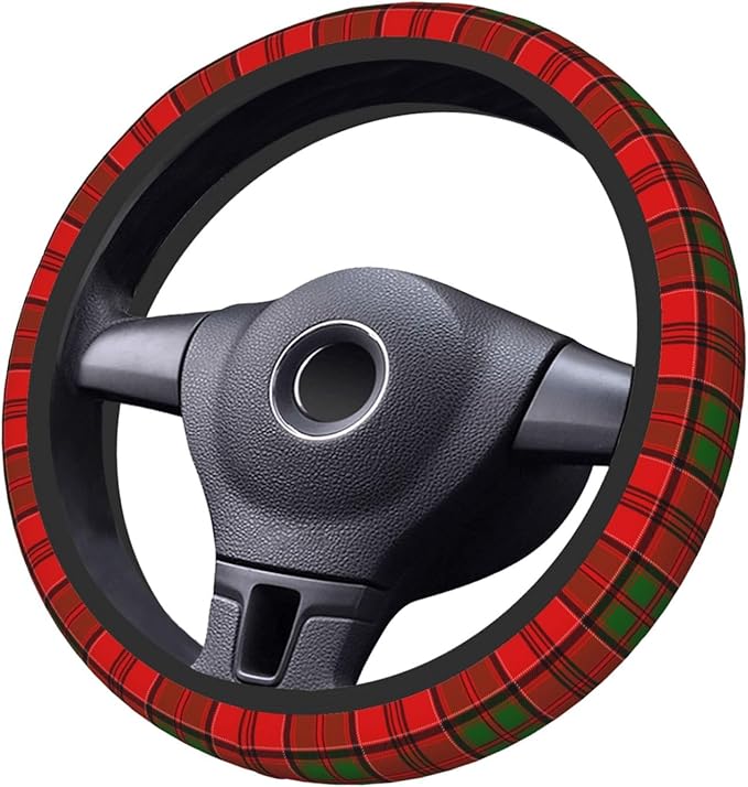 Thickened Elastic Steering Wheel Cover, Grant Scottish Plaid Printed Tartan Ultra, Soft, Breathable, Fit for Cars, SUVs, Trucks, Stylish Comfortable Grip