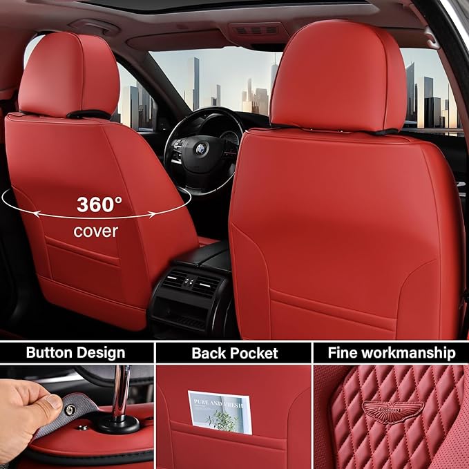 Coverado Seat Covers, Car Seat Covers Front Seats, Red Car Seat Cover, Waterproof Car Seat Covers, Car Seat Cushion, Front Car Seat Covers Leatherette Car Seat Protector Universal Fit Most Cars