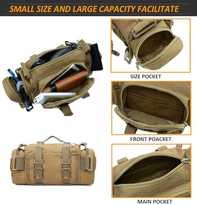 Tactical Car Seat Back Organizer Molle Backseat,Universal Molle Vehicle Organizers Panel Protector with 5 Detachable Pouches for Car Truck Jeep Vehicle (Khaki)