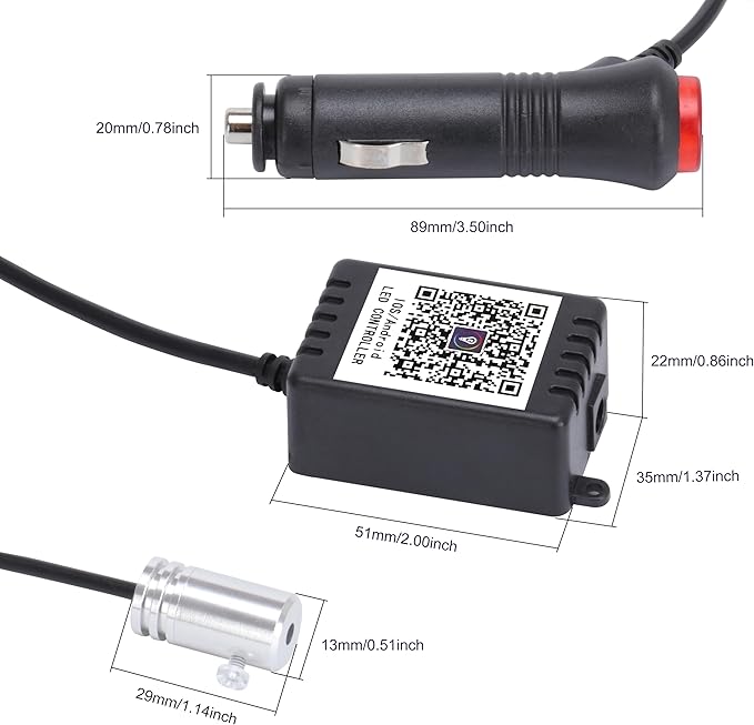 Car Ambient Lighting Kit 64 Colors Multicoloured Music Optic Fiber RF Remote + APP Control Car DIY Decorative Atmosphere Lighting DC 12V 1W 4m