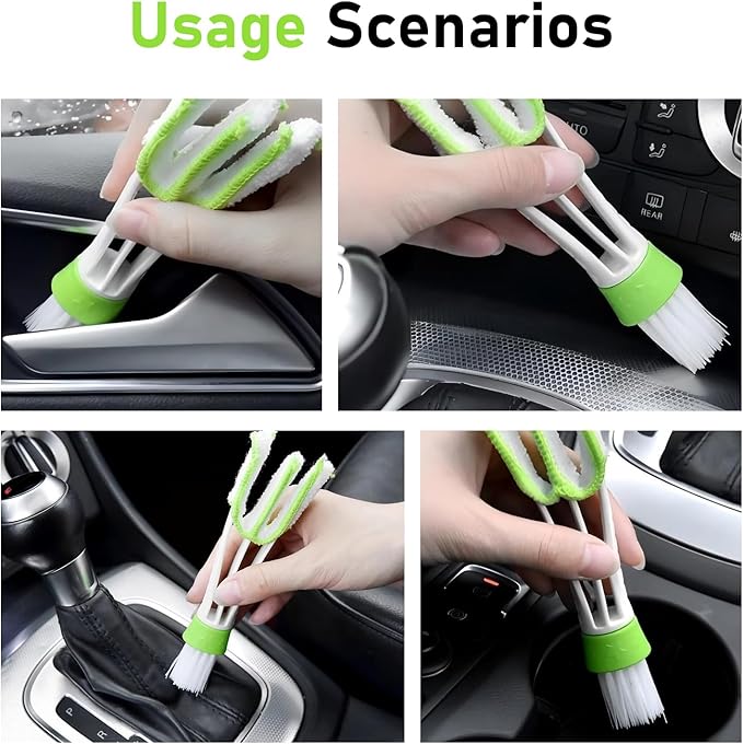 3 PCS Mini Duster for Car Air Vent, 3 Arms Small Duster Vent Cleaner, Blinds Cleaner Dusting Tool, Universal Cleaning Tools for Blinds, Keyboards, Fans (Green)