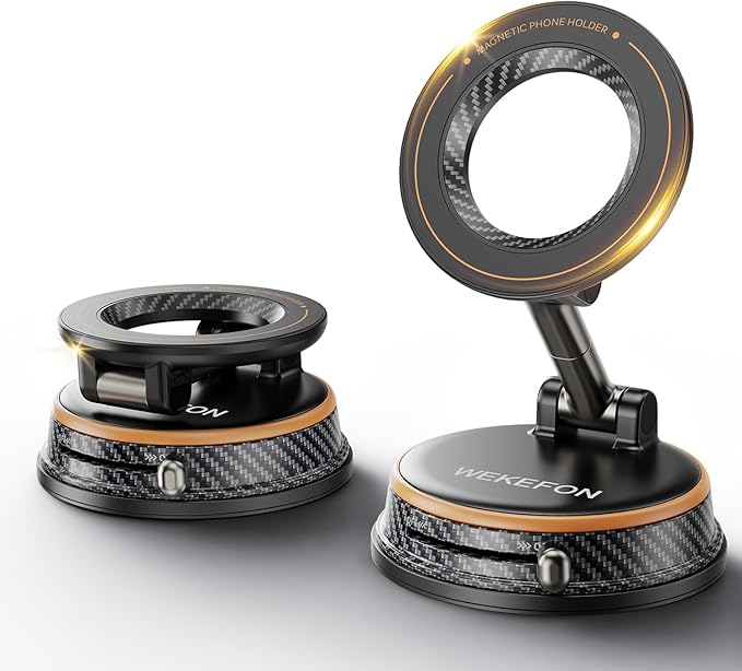2026 Upgraded Vacuum Magnetic Car Phones Holder for Magsafe [120LBS Ultra Suction Cup & 3000gf Magnet ] 1100° Adjustable Cell Phone Mount for Your Car/Gym/Mirror for iPhone 17 16 15 14 13 12 Series
