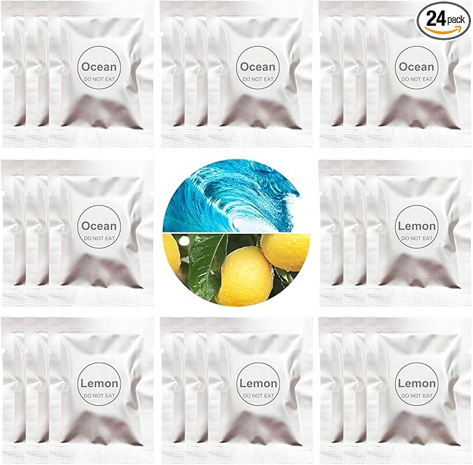 24 Pack Ocean & Lemon Car Air Freshener Refills, Car Air Vent Clip Freshener Replacement Pads, Solid Fragrance Scent Refill Tablets