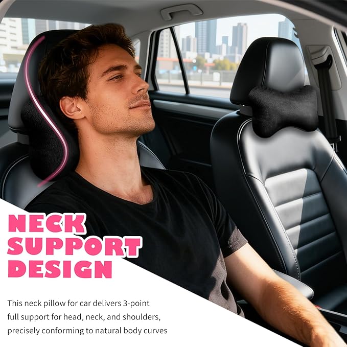 2PCS Soft Car Headrest Pillow,Ergonomic Car Neck Pillow for Driving Relief Neck Fatigue,Universal Cars Pillows Headrest for Cars Interior Accessories with Detachable Cover