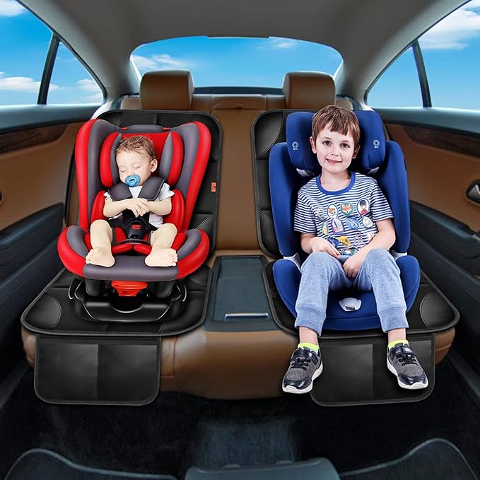 XHYANG Car Seat Protector 1 Pack Car Seat Cushion Mat Thickest Padding,Waterproof 600D Fabric Car Seat Covers for Non-Slip Backing Mesh Pockets for Baby and Pet (Brown, 1 Pc)