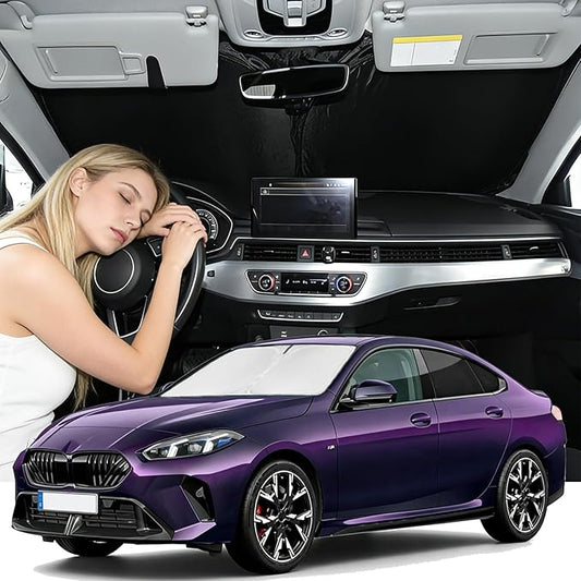 Windshield Sunshade for BMW 2-Series 2022-2026 Sun Shade Car Windshield Accessories Upgrade 4 Layers Blocks UV Rays Custom Fit 2-Series 240T Car Window Shades Front Windshield Keep Cool Foldable